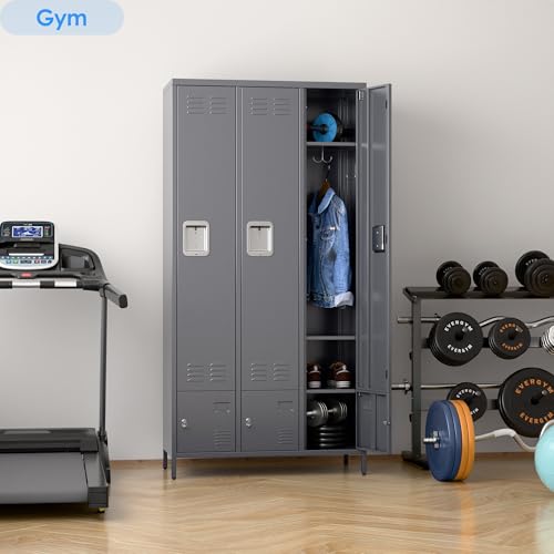 6 Door Metal Storage Locker 18 Hooks,Metal Locker for Employees with Lock for School Garage Office Gym Bedroom,Assembly Required