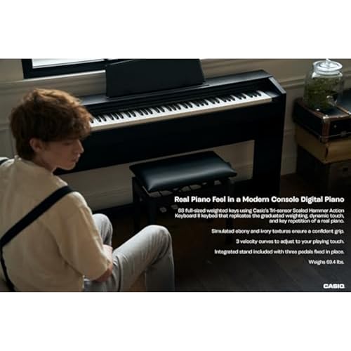 Casio Privia PX-770 – 88-Key Weighted Console Digital Piano | Tri-Sensor II Scaled Hammer Action Keys | AiR Sound Source, 19 Tones, Concert Play