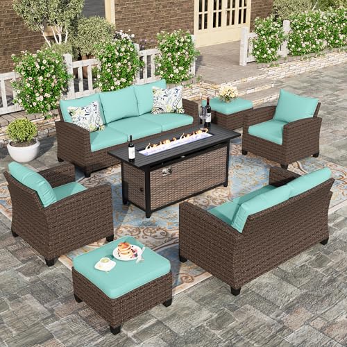 HERA'S HOUSE Patio Furniture Set with 56" Fire Pit Table, Outdoor Patio Conversation Sets