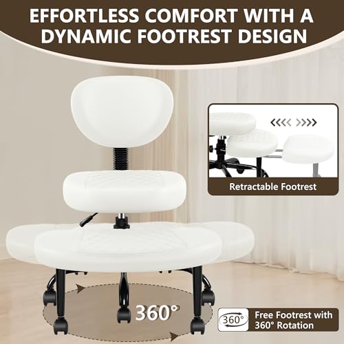 Ergonomic Cross Legged Office Chair with Wheels - Adjustable Height for Meditation, ADHD Desk & Yoga - Wide Criss Cross Design with Lumbar Support