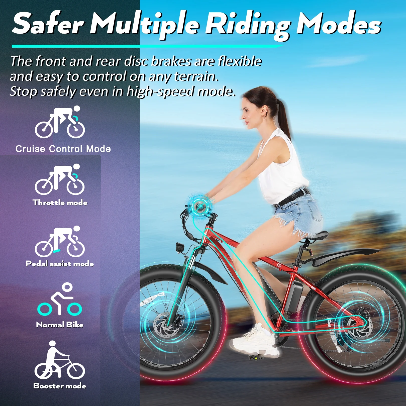 Electric Mountain Bicycle with 500W Motor and 48V Battery