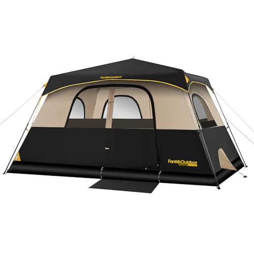 FanttikOutdoor Camping Tent 4/6/8/10 Person Instant Cabin Tent Setup in 60 Seconds with Rainfly & Windproof Portable with Carry Bag for Family