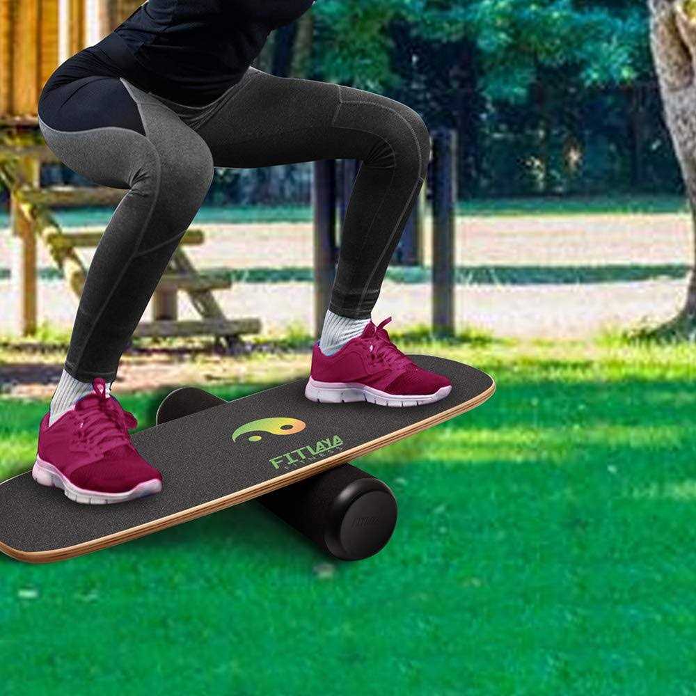 Fitlaya Fitness Balance Board Trainer Wooden Training Equipment for Fitness Workout, Hockey, Skateboarding, Surfing and Snowboar