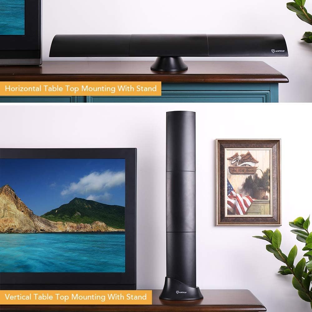 ANTOP All in One Amplified HD TV＆FM Indoor Antenna, Noise-Free 4G LTE Filter & Smart Boost System for Dual Connectivity