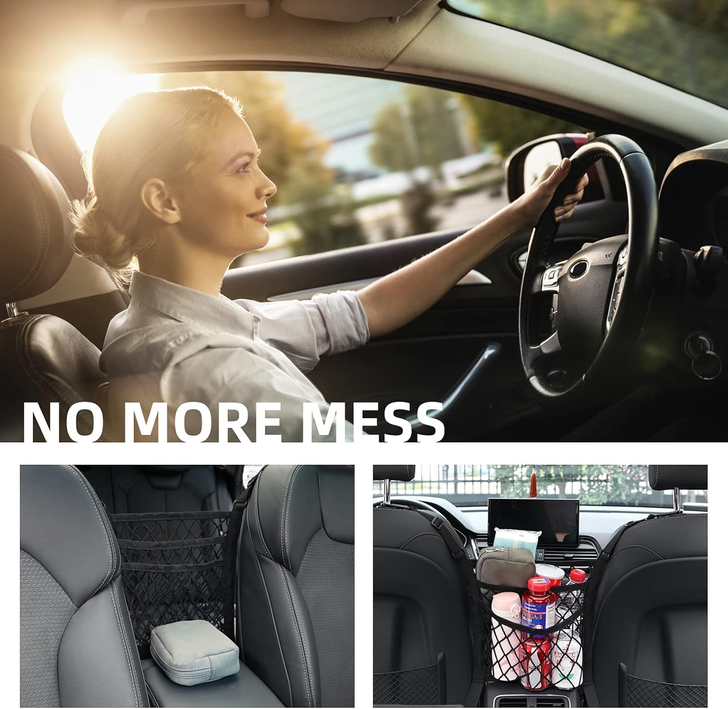 Double-Layer High Elastic Car Rear Cargo Net for SUV Car Trunk Net Organizer, Automotive Cargo Nets