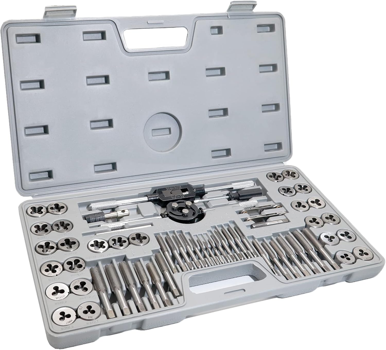 EilxMag 110PCS Hardened Alloy Steel Metric Tap and Die Rethreading Tool Set - Cutting External & Internal Threads with Storage Case (Pakage)