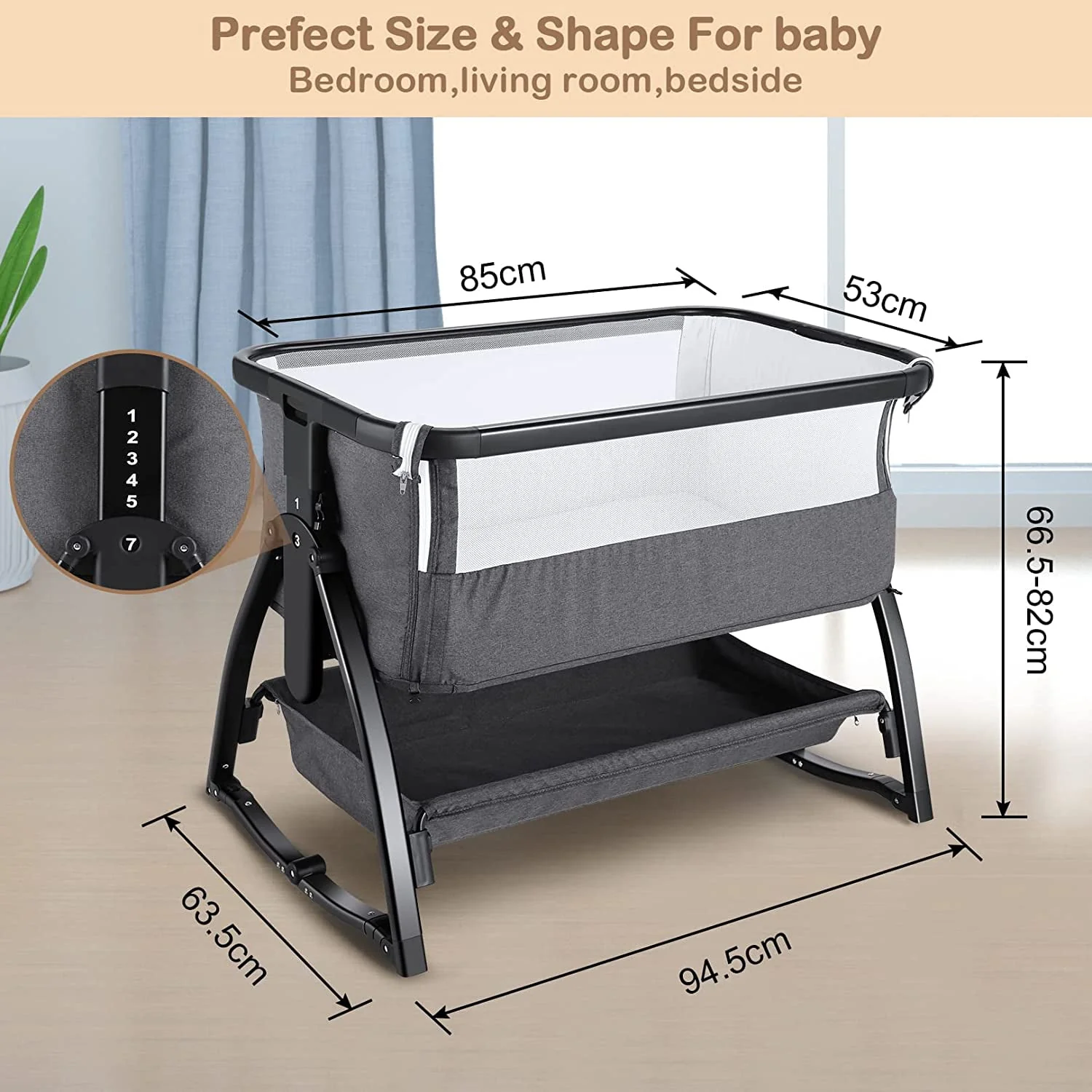 Adnoom Baby Bassinet Bedside Sleeper, Baby Bed to Babies Cradle