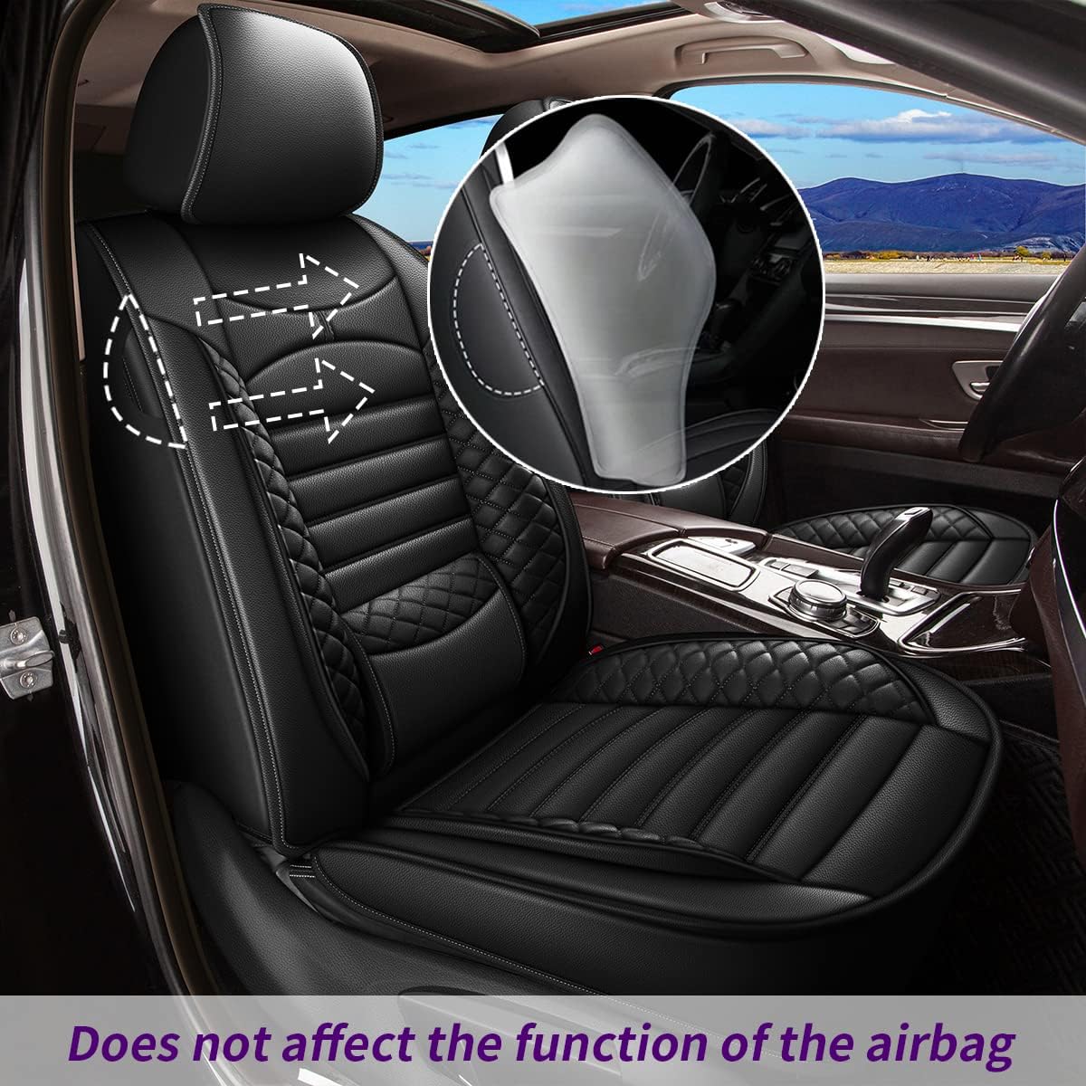 JIAMAOXIN Car Seat Covers Custom Fit for Toyota Tacoma 2007-2022 Waterproof Faux Leather Car Seat Cushion Protector Compatible Airbag Black (Only for
