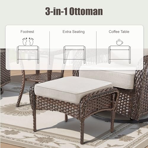 7 Pieces Outdoor Furniture Set with Swivel Chairs