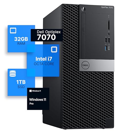 Dell Optiplex 7070 Tower Desktop Computer | Intel i7-9700 (3.4) | 32GB DDR4 RAM | 1TB SSD Solid State | Windows 11 Pro | Internal Wi-Fi 6 PCIe