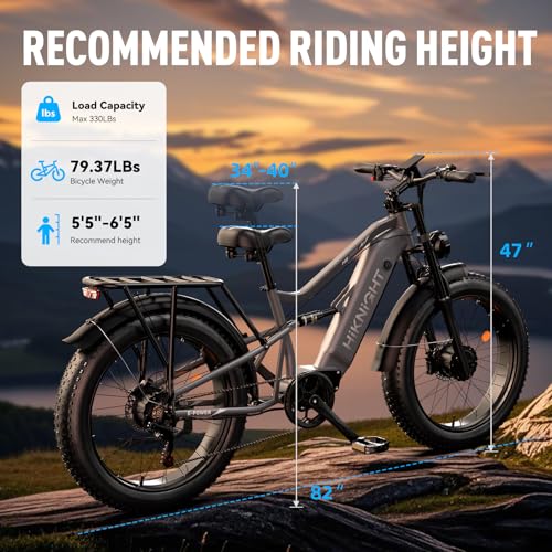 Dual Motor Electric Bike Peak 3000W, 52V 20AH Battery E Bike for Adults 26 Inch Fat Tire Mountain Electric Bicycle 38 MPH