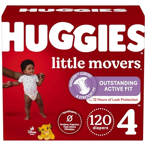 Huggies Size 5 Diapers, Little Movers Baby Diapers, Size 5 (27+ lbs), 120 Count (2 Packs of 60)