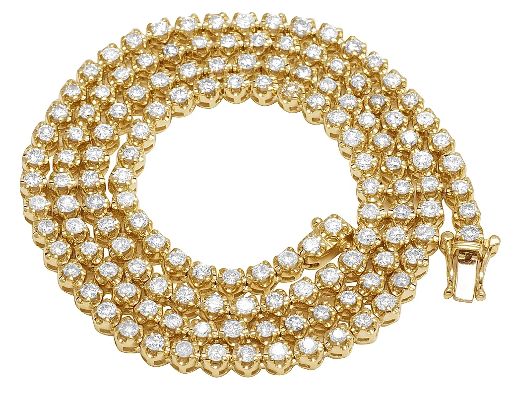10K Yellow Gold Tennis Choker Toni Set Diamond Chain Necklace 4mm 21" 6.5CT