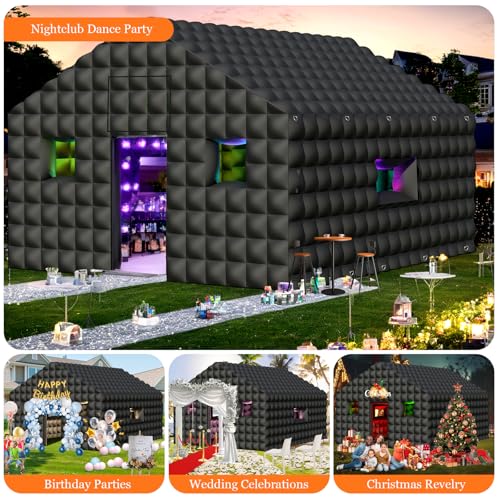 Inflatable Nightclub 20x16.5x12 Ft, Large White Inflatable Party Club Tent for Adults Birthday Backyard Wedding Rental, 2 Doors and Logo Area