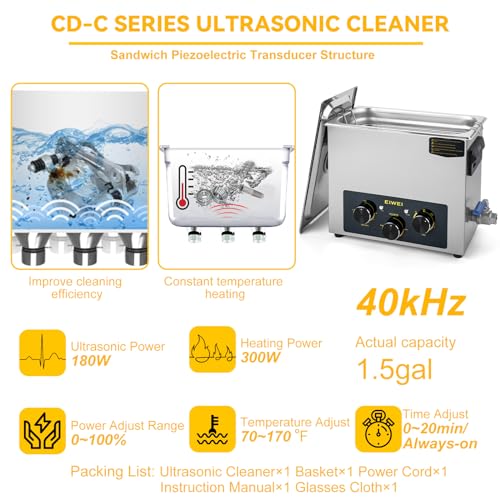 3L Ultrasonic Cleaner, One-Touch Cleaning, Heating, Dual-Frequency, Sweep Frequency, Touch Ultrasonic Cleaning Machine for Labs,Carburetor,Jewelry