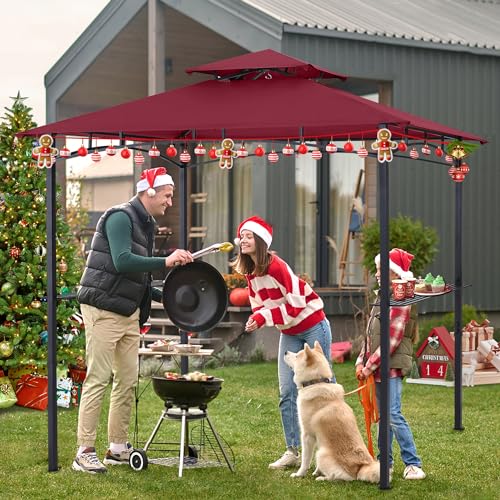 ABCCANOPY 8x5 Grill Gazebo - Outdoor BBQ Canopy Shelter with Led Light for Patio Backyard Grilling (Dark Gray)