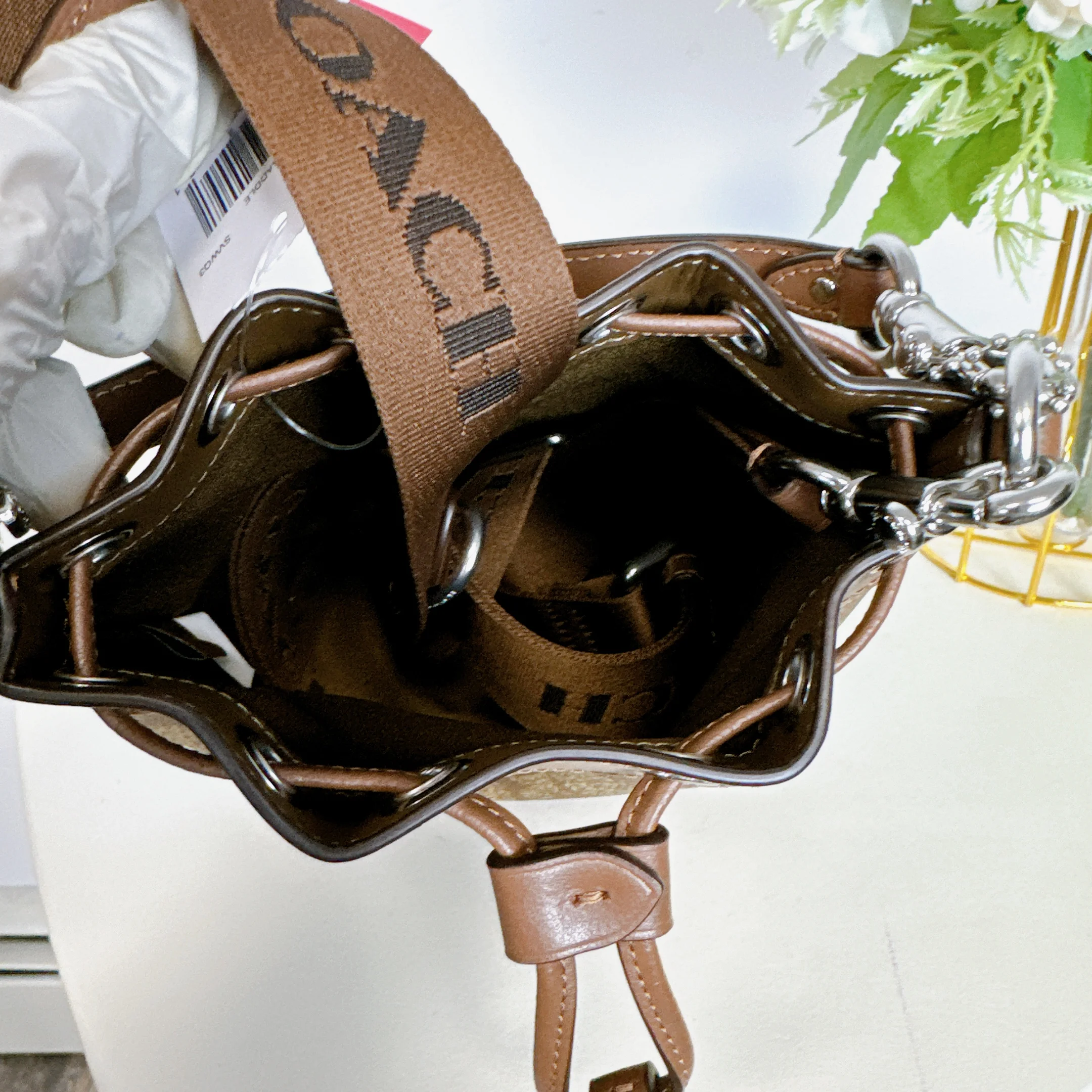 Coach CR145 Mini Bucket Bag In Signature Canvas IN Khaki Saddle - Radiant Selections