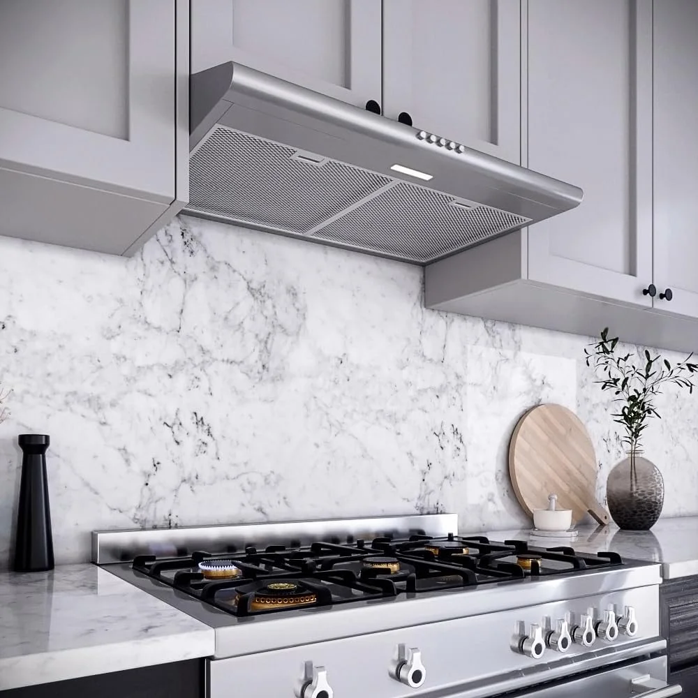 Streamline 30 in. Moncalieri Ductless Undermount Range Hood in Brushed Stainless Steel with Mesh Filters, Push Button Control, LED Light