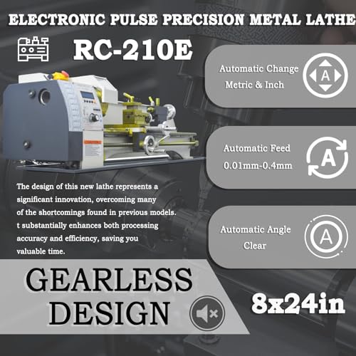 INTBUYING 8"x32" Benchtop Metal Lathe Machine 1100W Brushless Gearless Motor 50-2500RPM