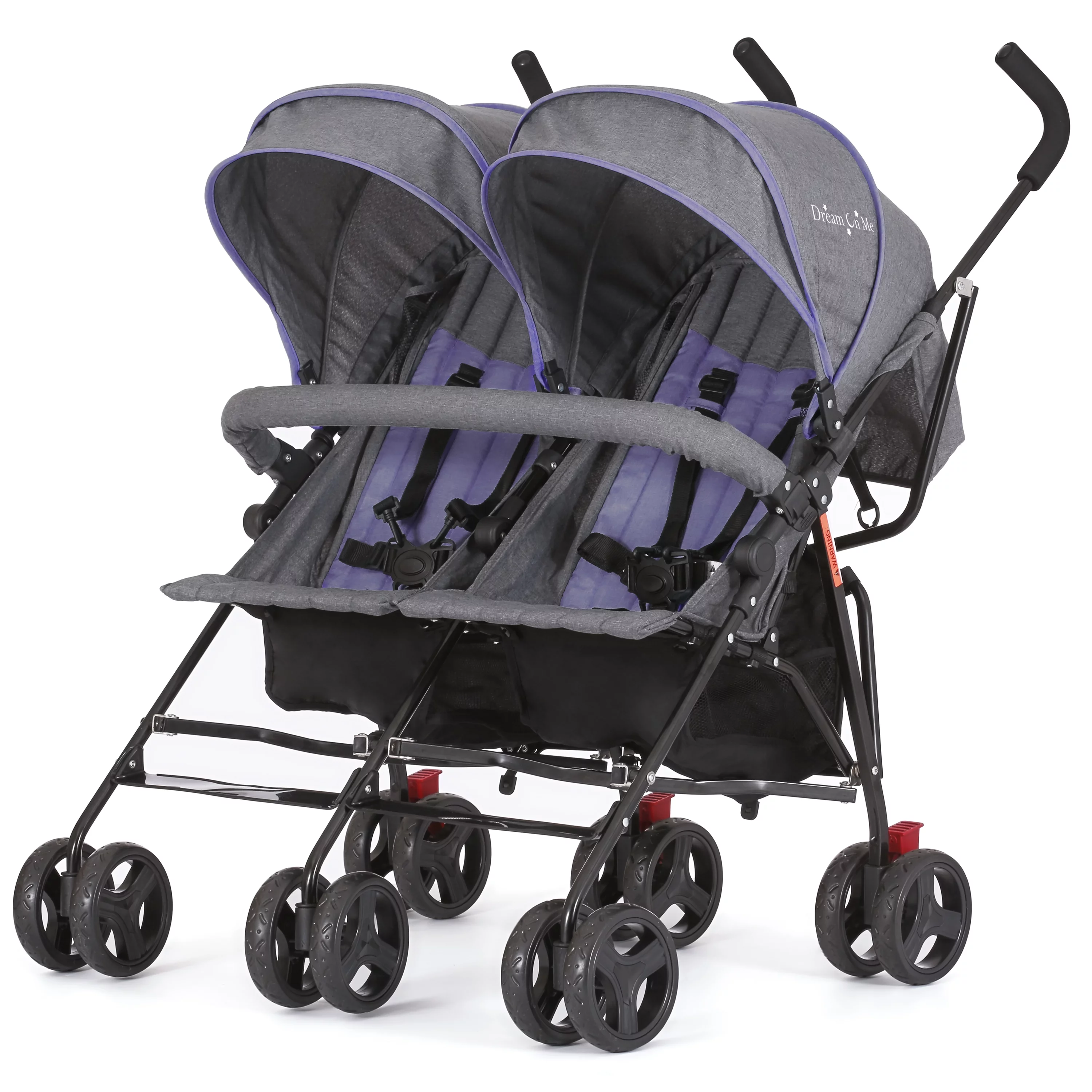 Dream On Me Volgo Twin Umbrella Stroller, Purple and Dark Grey