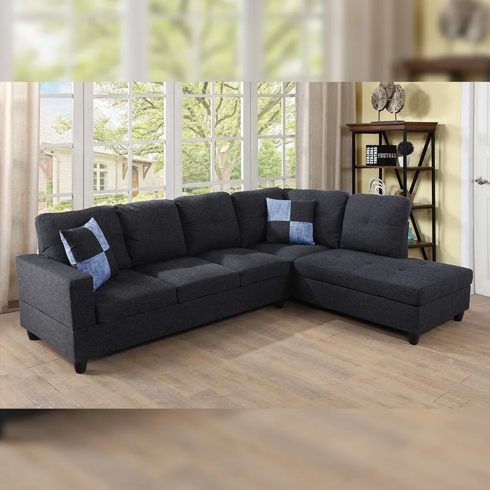 Star Home Living 2-piece Gray Striped Right Chaise Sectional