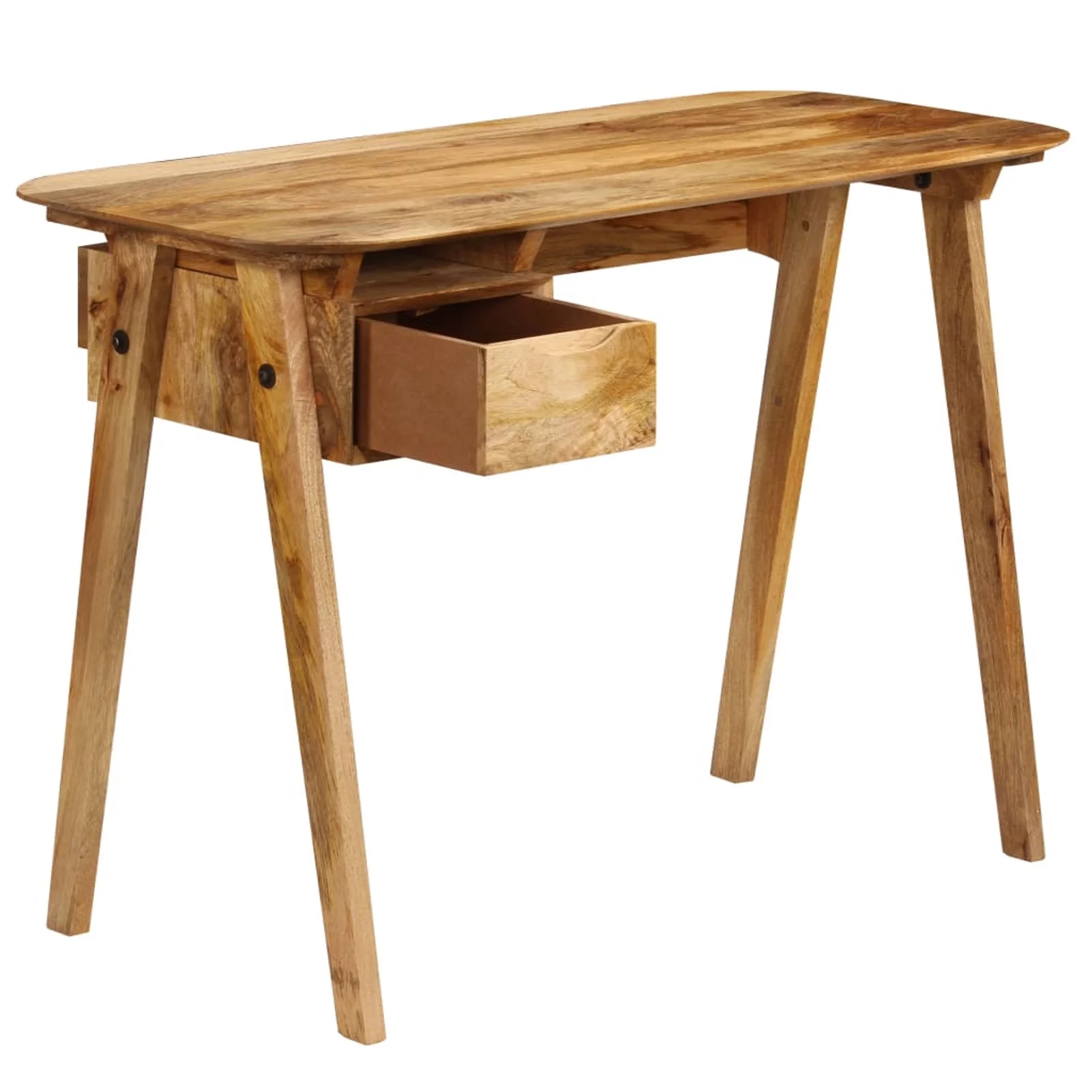 Anself Writing Table with Storage Drawer and Small Compartment Study Table Multifuctional Mango Wood Computer Desk for Home Office Furniture 43.3 x