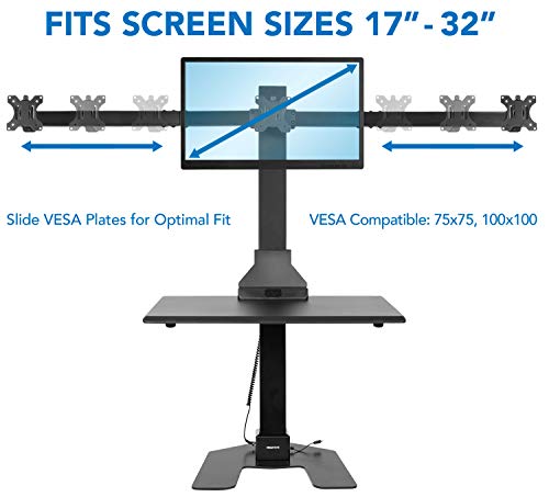 Mount-It! Triple Monitor Electric Standing Desk Converter - 3 Screens Stand Up Desk Riser