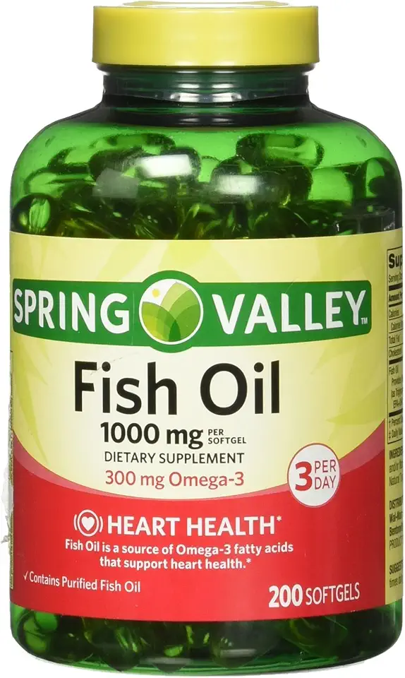 Spring Valley All Natural Fish Oil Heart Health 1000 Mg/300 Mg Omega-3 200 Soft Gel - Kansas Nuitrition - HNZSDS