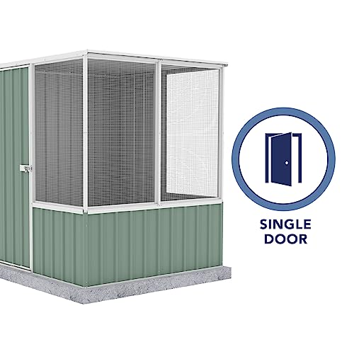 Absco Poultry Paradise: Large Chicken Coop & Chicken Run, 5'x5' Pale Eucalypt Green with Mesh Panels, Side Access Door, Aviary
