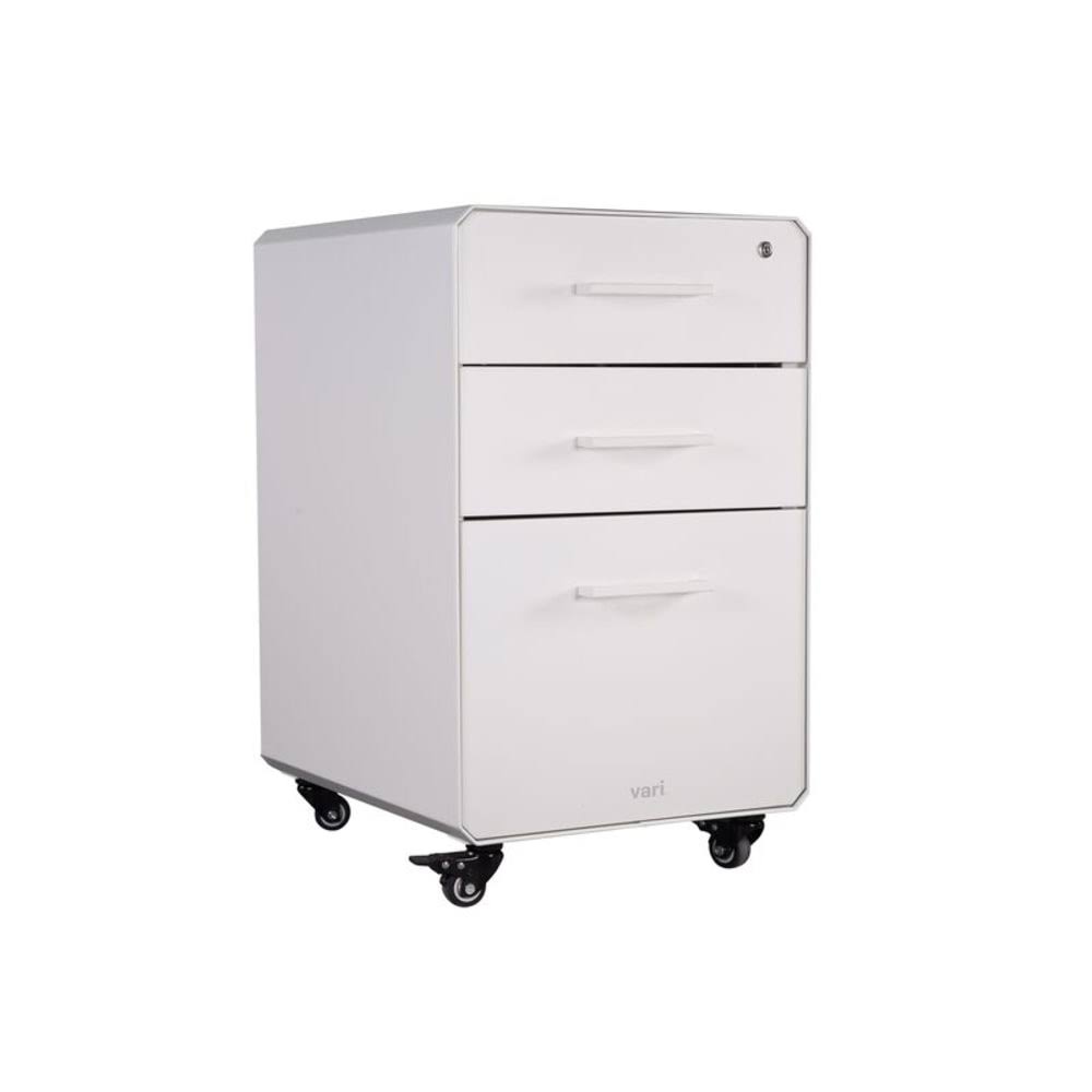 Varidesk 16x22W 3-Drawer Lateral Mobile File Cabinet, White