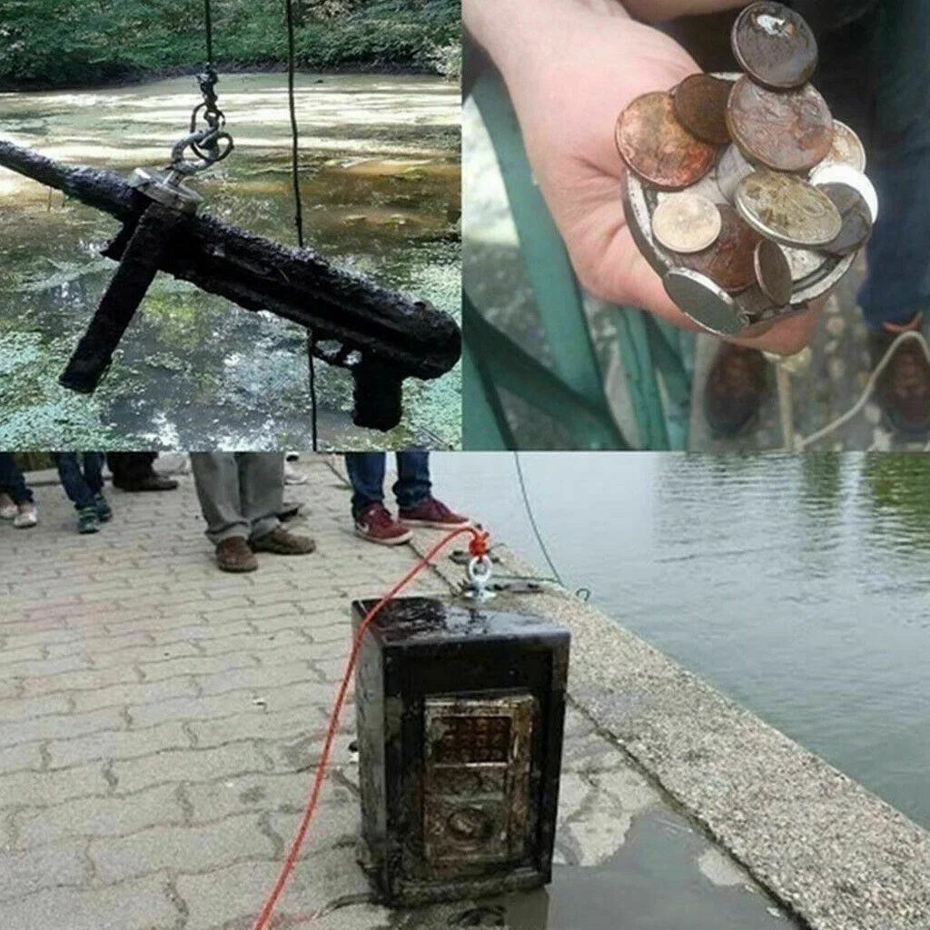 Fishing Magnet Kit 350LBS - 1300LBS Upto 1300 lbs Pull Force Strong Neodymium + Rope + Carabiner (500 LBS) - Curated Treasures Market