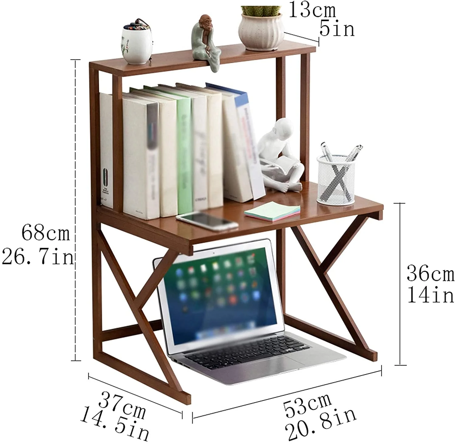HOOMHIBIU Bookshelf for Bedroom Desktop Bookcase Desktop Double Layer Bookshel Display Rack Large-Capacity Desk Organizer  for Office  Study