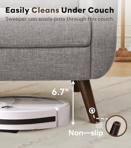 Tbfit L Shaped Couch Sofa, 80" W Mid-Century Modern Sectional Couches, 3 Seater Sofas with Wide Chaise Lounge & Two Pillows
