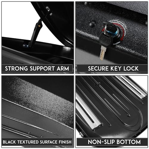12.7 cu. ft. Rooftop Cargo Carrier ABS Lockable Heavy Duty Hard Shell Waterproof Car Roof Rack Luggage Carrier 55 x 34.5 x 14 Inches Black Textured