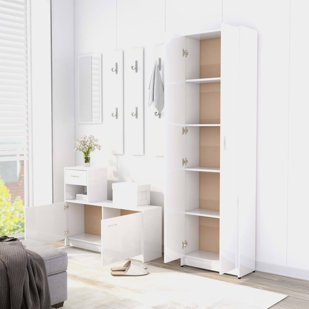 vidaXL Hallway Wardrobe High Gloss White 21.7x22x9.8x22x74.4x22 Chipboard