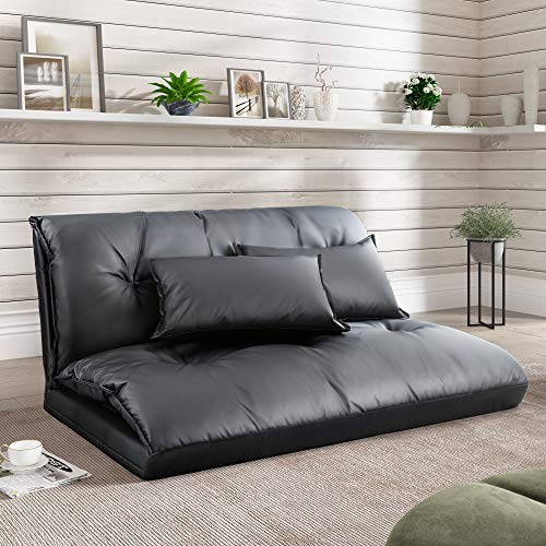 Lazy Sofa,Adjustable Upholstered, 2 Pillows Video Gaming Couches,3 in 1 Versatile Performance,Can Converted Comfortable Bed,Save Storage Space