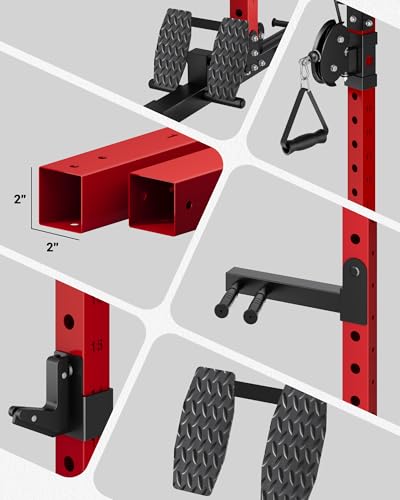 C11 Multi-Function Power Rack, 2000 lbs Power Cage with Adjustable Cable Crossover System and More Training Attachment