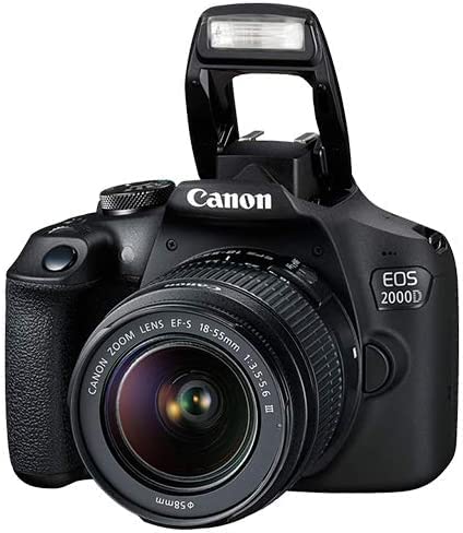 Canon EOS 2000D / Rebel T7 DSLR Camera w/EF-S 18-55mm f/3.5-5.6 Lens 3 Lens Kit: 128GB Memory + Wide Angle + Telephoto + Flash
