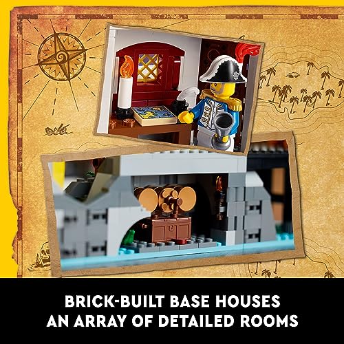 LEGO Icons Eldorado Fortress Building Kit, Pirate Gift, Includes Pirate Ship and 8 Minifigures