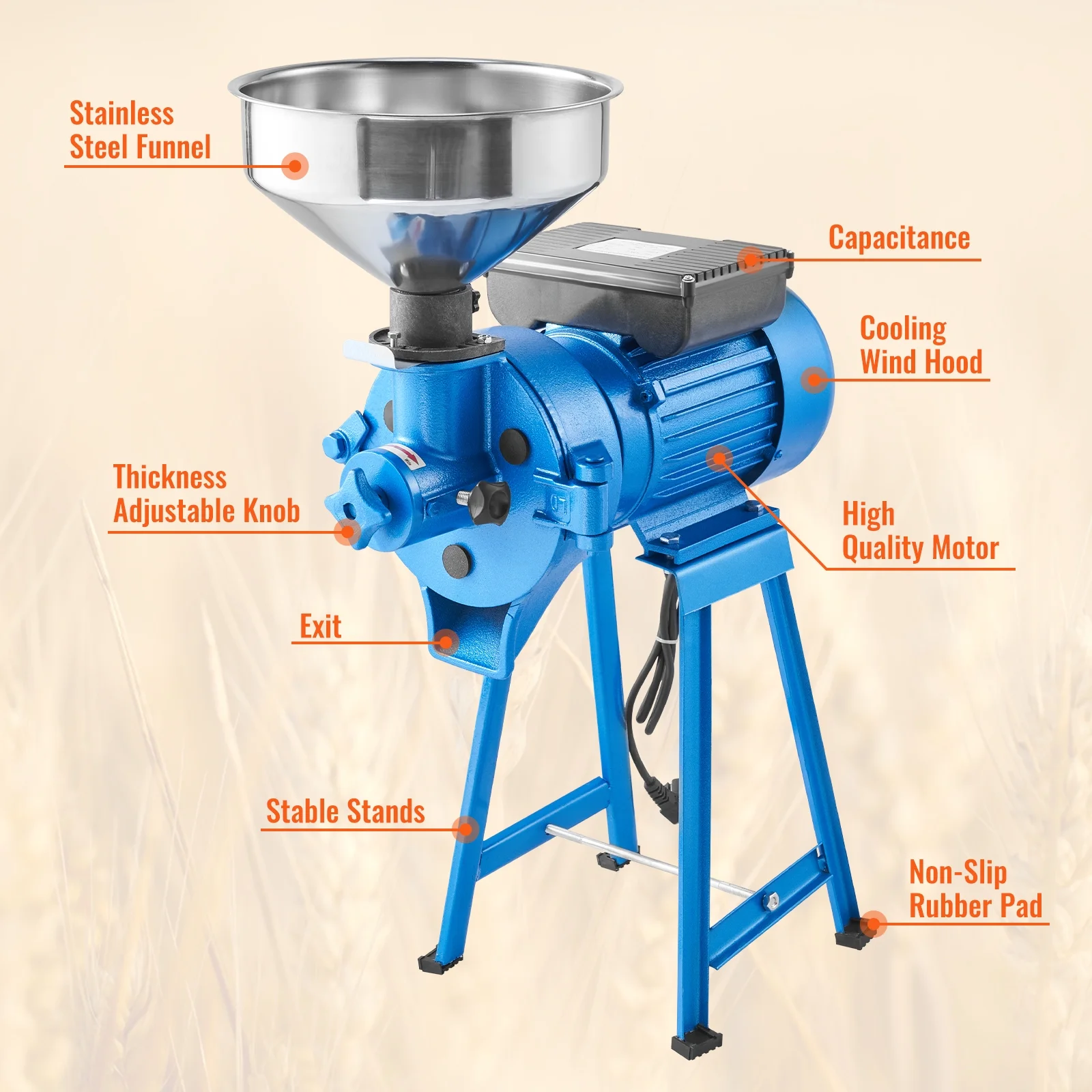 BENTISM 1500W Electric Grain Mill Grinder110V Spice Grinders Corn Wheat Flour Cereal Mill Wheat Grinders & Dry & Wet Grinder