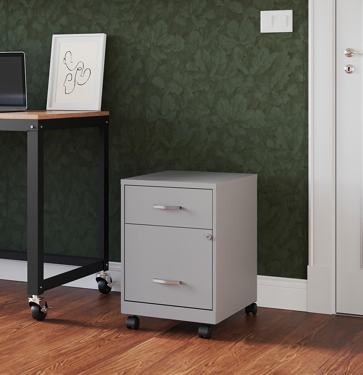 Space Solutions 18" D 2 Drawer Mobile Metal Vertical File Cabinet - Arctic Silver