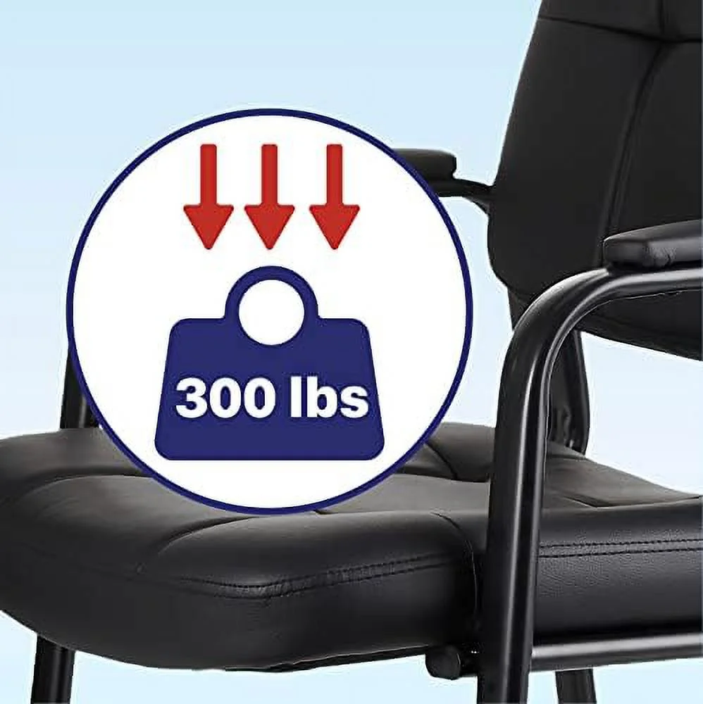 Office Reception Guest Chair with Bonded Leather Padded Arm Rest JOMA Guest Chair for Waiting Room Conference Desk Black 4 Pack