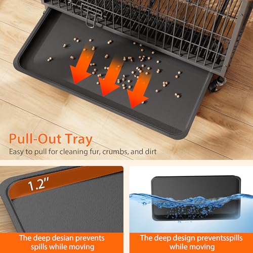 Heavy Duty Metal Dog Crate, Indoor Outdoor Pet Kennel Cage with Shelves, Storage Cabinet, Modern Decorative Dog Cage Furniture