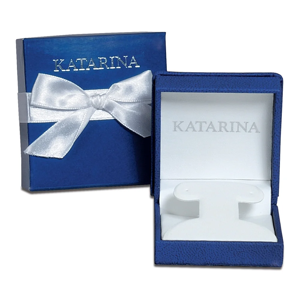 14K White Gold 1/2 ct. Diamond Fashion Earrings with Blue Center Diamond