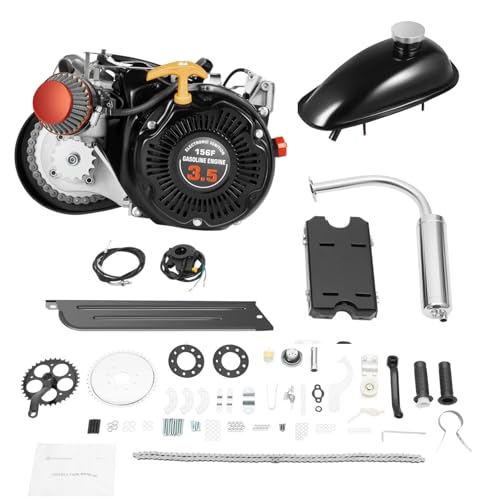 100CC Bike Motor Kit 4-Stroke Bicycle Engine Kit 3.5HP Bicycle Gasoline Engine Motor Air-Cooling Bike Motor Kit for Mountain Bikes, Road Bikes
