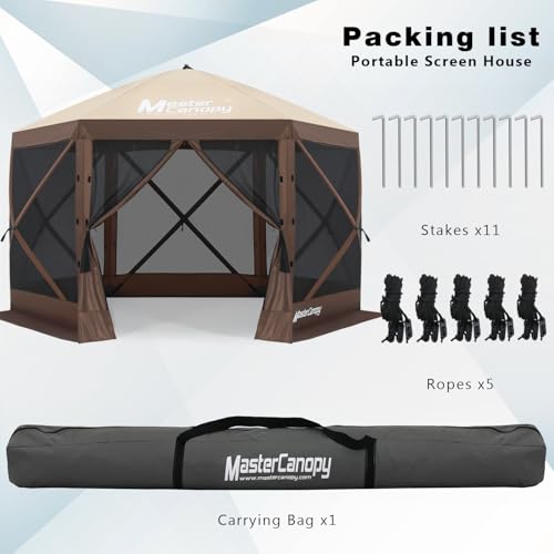 MASTERCANOPY 12x12FT Pop Up Gazebo Screen Tent - Instant Screen House with Netting, Quick Set, Outdoor Canopy Shelter with Carry Bag for Camping