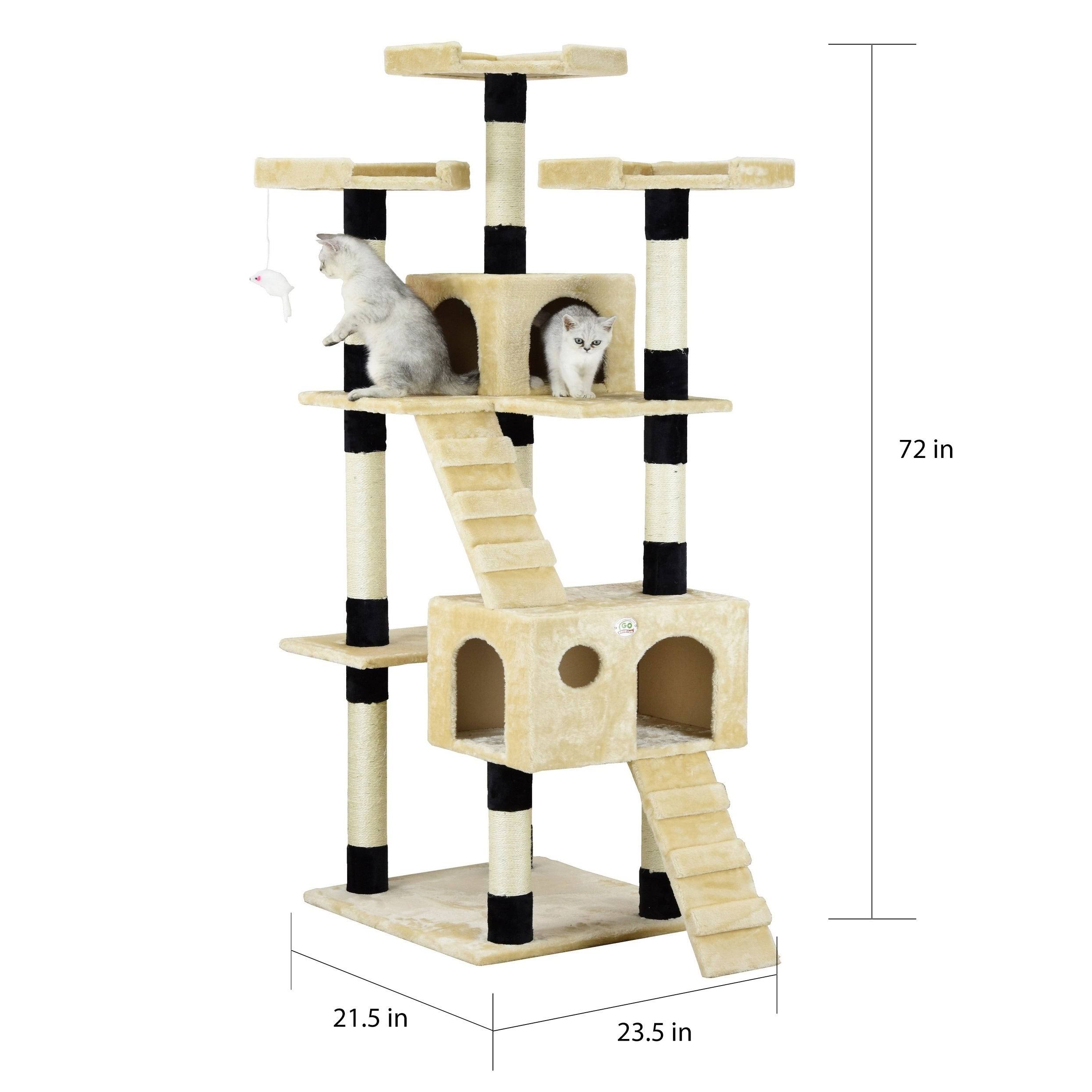 Go Pet Club Cat Tree Condo Furniture, Beige/Black, 72x22