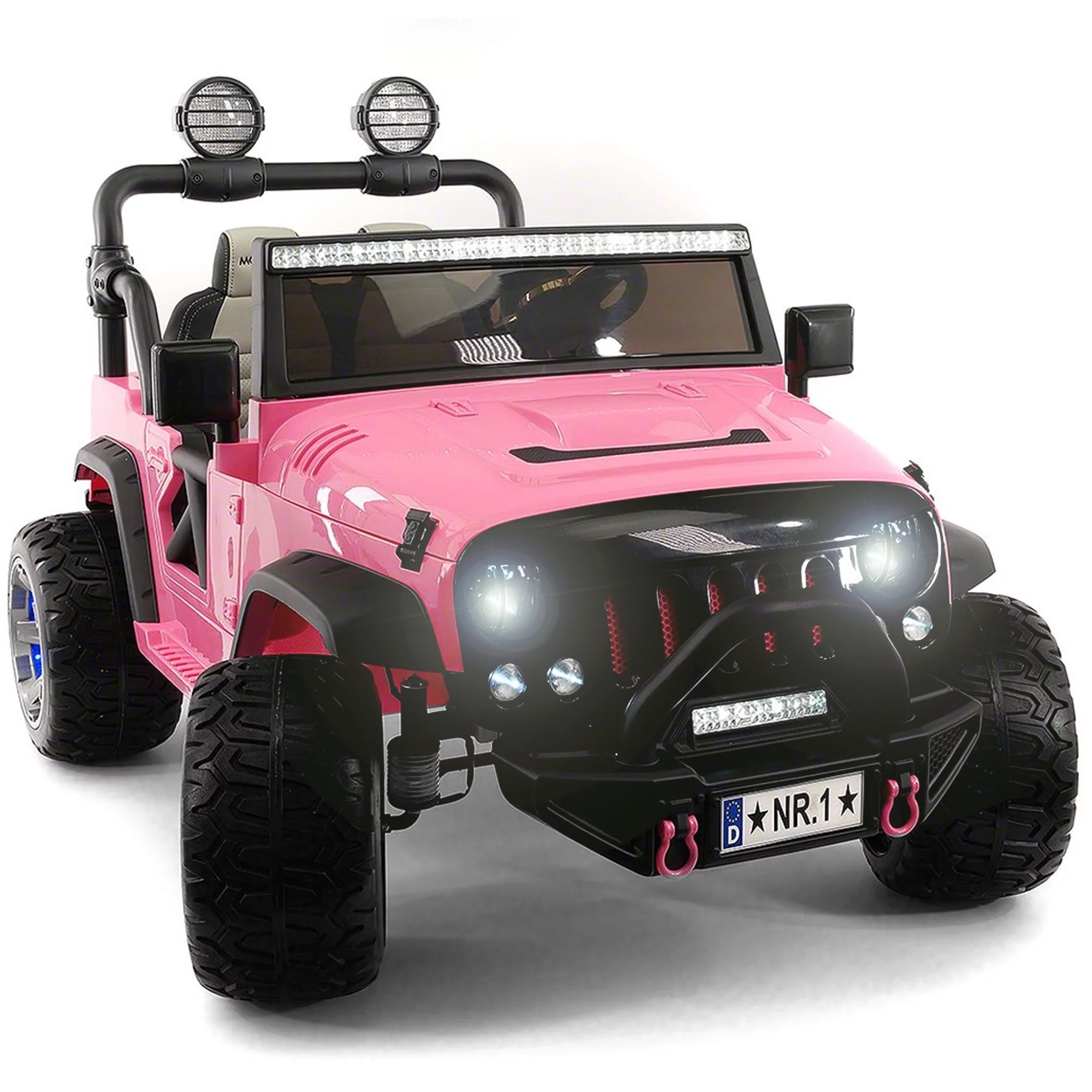 2023 Two (2) Seater Ride On Kids Car Girls Truck w/ Remote Control - Large 24V Power Battery Licensed Kid Car to Drive w/ 3 Speeds, Leather Seat