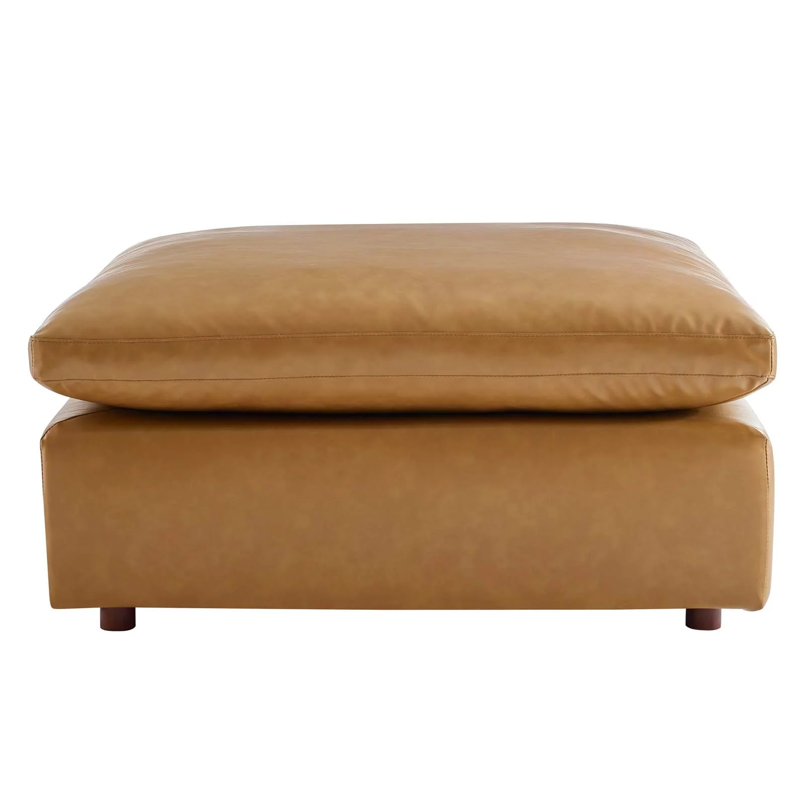 Modway Commix Down Filled Overstuffed Vegan Leather 4-Piece Sectional Sofa in Tan