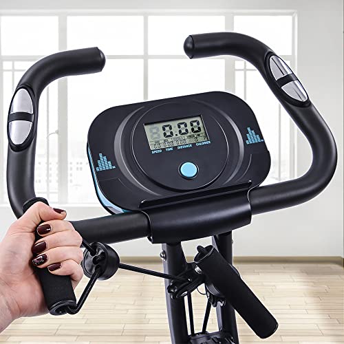 Merax Workout Bike For Home - 2 In 1 Recumbent Exercise Bike and Upright Indoor Cycling Bike Positions, 16 Level Magnetic Resistance Exercise Bike